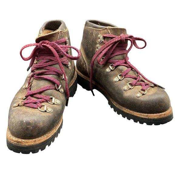 Vintage Vasque Leather Mountaineering Hiking Boots Sz 8 Made in USA Vibram Sole - Picture 1 of 7